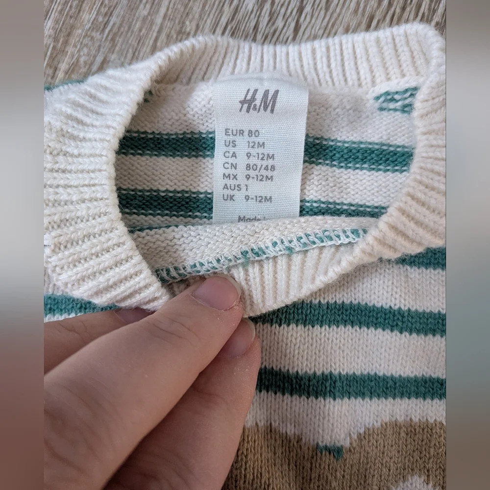 H&M + Cat & Jack Baby Teddy Bear Neutral Sweaters 100% Cotton Size 12 Months